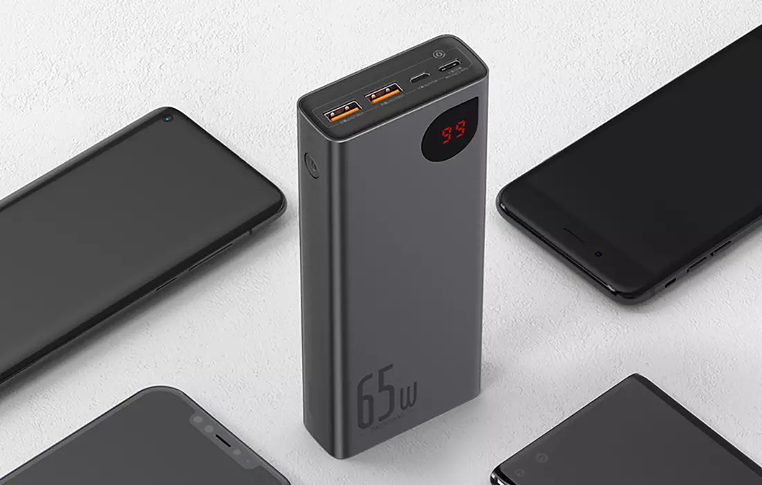 Baseus Adaman Metal 20000mAh PD QC 3.0 65W 2xUSB + USB-C + micro USB czarny